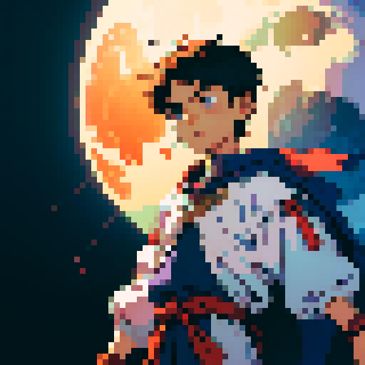 a male small child, around 8 years old, with open arms, and a headpiece that looks like the sun, and a detail in his clothes on the chest area that resembles the moon
