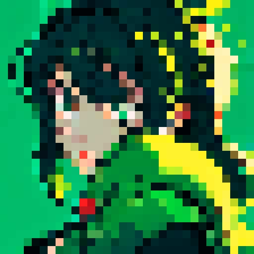 green apple, black outlines, in the center, simple pixel art, plain background