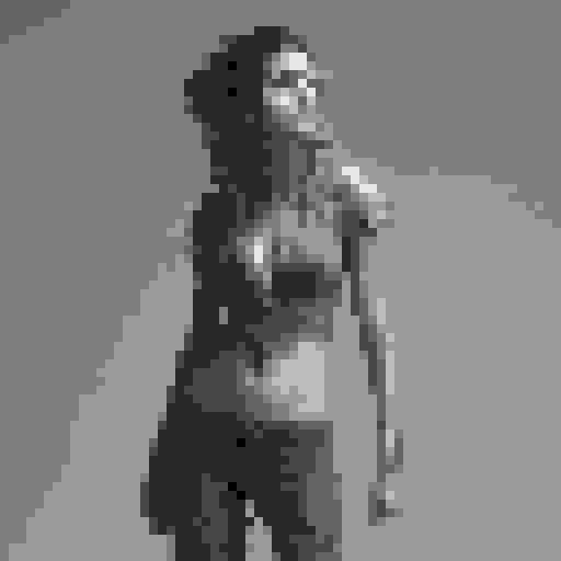 lustful temptress, skin tight lace, deep v-neck crop top, intricate druidic staff, pixel art, sRGB