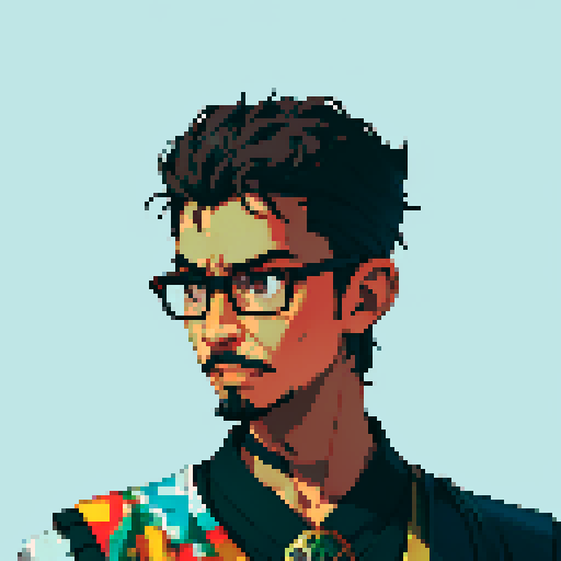 Southeast Asian man, short curly hair, round glasses, tanned, goatee, diamond shaped face, black eyes, age 25, wearing a cloaks