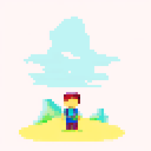 A single sprite of a young boy with a backpack on, pixel art, facing forward with a plain expression
