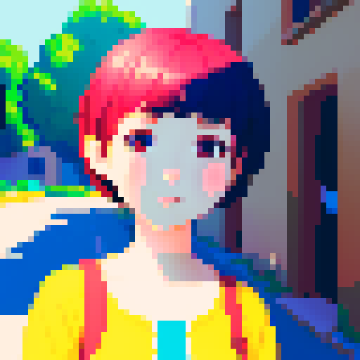 A cute girl with short hair brings bright sunshine and love.