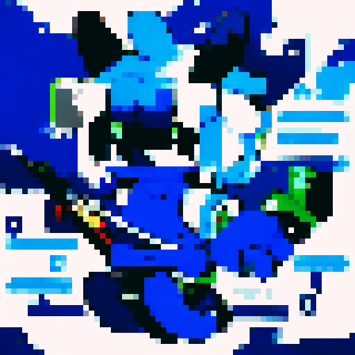 basilisk, blue and white color scheme, pixel art, sRGB