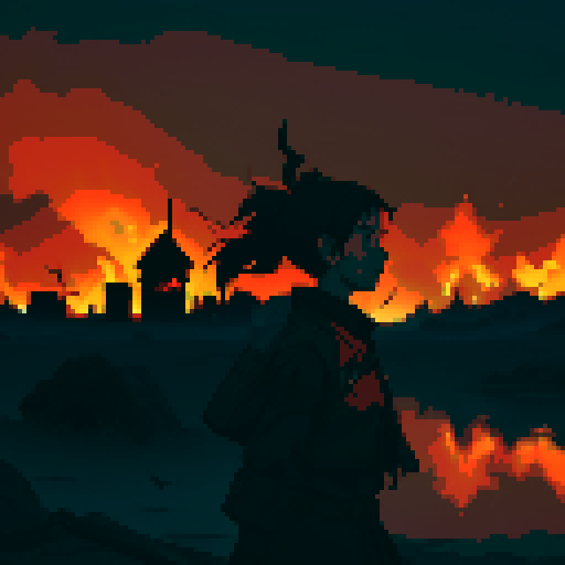 war background, battlefield, warfare, dark, red, orange, black, destroyed town