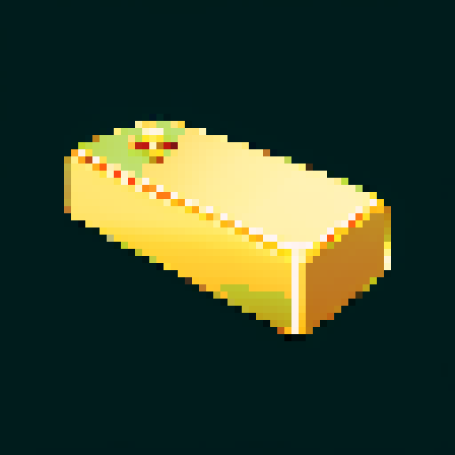 shiny gold bar, video game item icon, pixel art, sRGB