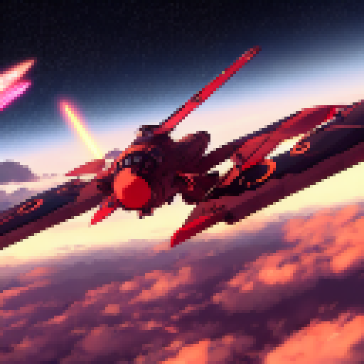 "Fierce anime pilots, a commanding officer with a stern expression, menacing enemy ships with glowing eyes, and loyal wingmen in sleek spacecrafts engage in a high-speed dogfight amidst a starry galactic background."