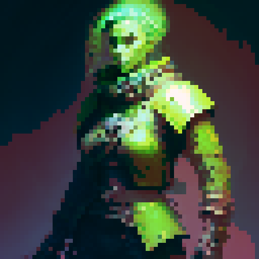 green armor death knight main character with an axe