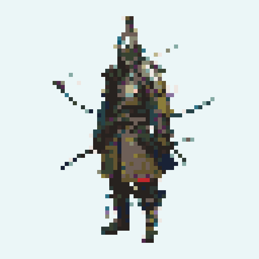 historically accurate muromachi samurai in traditional armor, roguelike rpg full-body sprite