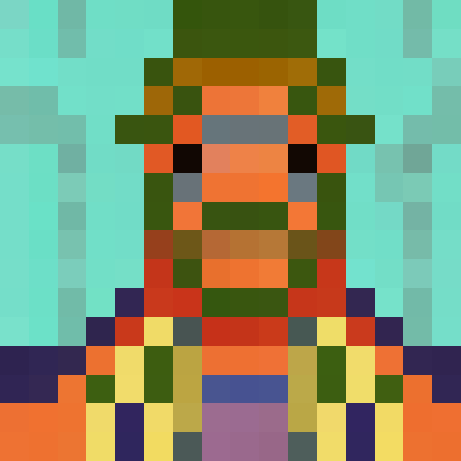 Tomigachi, vibrant colors, pixelated features, game icon, 16x16, pixel art, close up, portrait