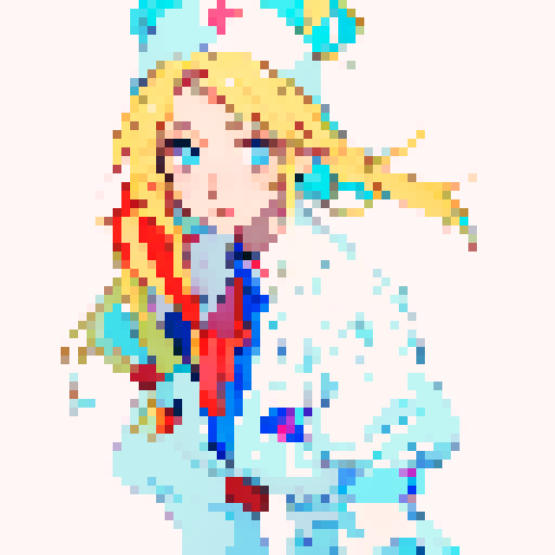 happy nurse with blue working clothes