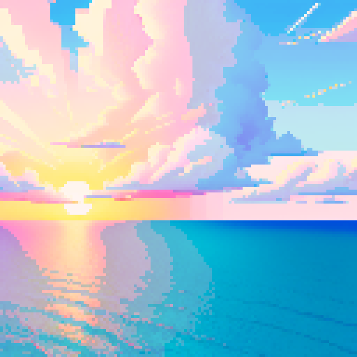 Billowy fluffy clouds at sunrise over the ocean