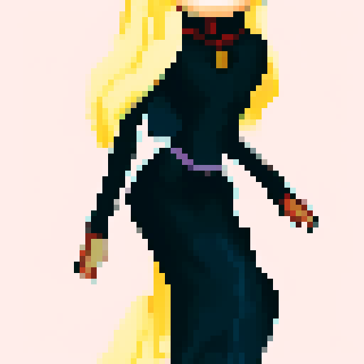 make a character with the pose of the reference image that is blonde with long hair and wearing a long flowing cape with one eye in the center of shiny decoration