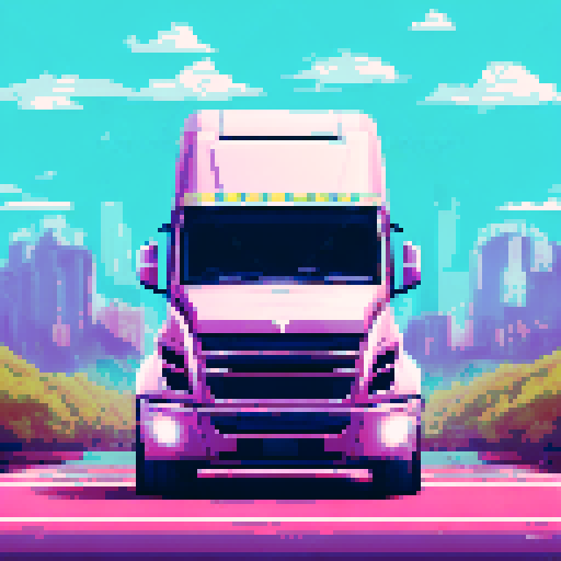 Photorealistic whole Tesla Cybertruck, centered, three-quarter view, right front wheel, clean background, realistic colors, pixel art style