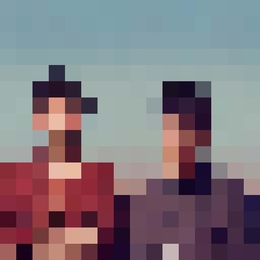 Turn these two Japanese men into 16-bit pixel art