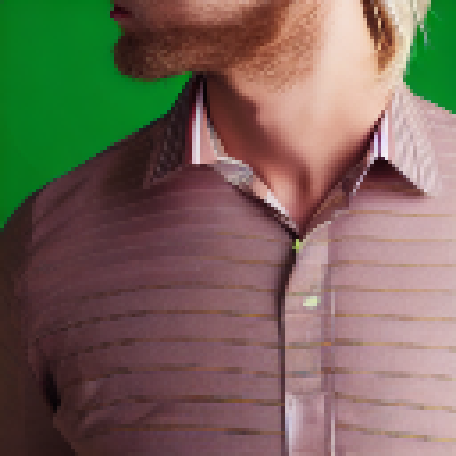 Blonde mullet guy with striped shirt and a chartreusse green background