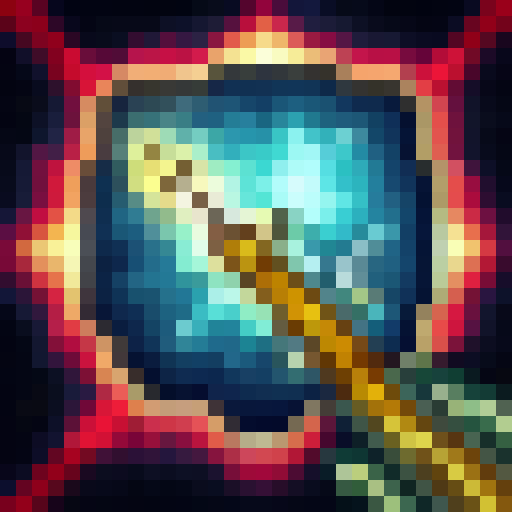 Fiery demon summoning lightning bolts and wielding a pitchfork with glowing red eyes in 32x32 pixel art style.