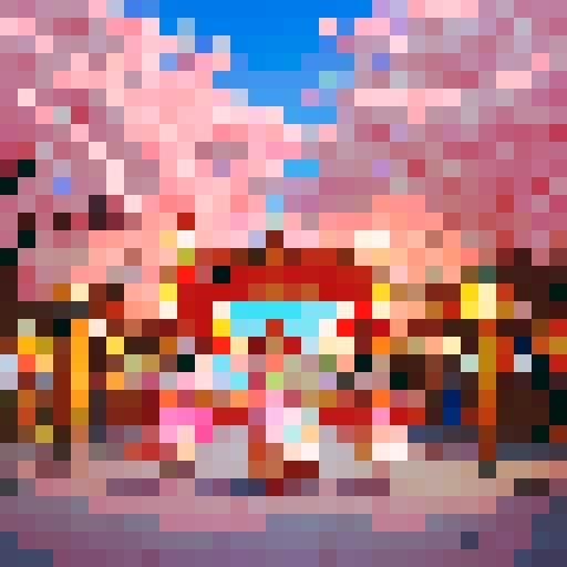 Chinese children, vibrant traditional garments, pixel art, sRGB, lively expressions, delicate embroidery, intricate patterns, vivid color palette, playful poses, cultural celebration, auspicious symbols, joyous atmosphere, bustling cityscape, lantern-lit streets, dragon dance, fluttering paper fans, blossoming cherry blossoms, ornate headpieces, graceful movements, animated pixels, cultural pride