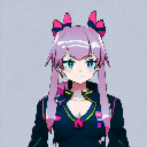 Blonde long hair, pink ribbon, bust up, large breasts, sailor uniform, school, blue eyes, smile, shy, blush, anime style