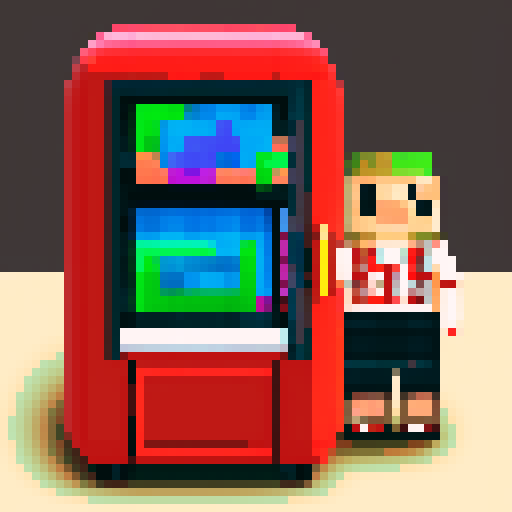 a japanese vending machine, red selling sweets