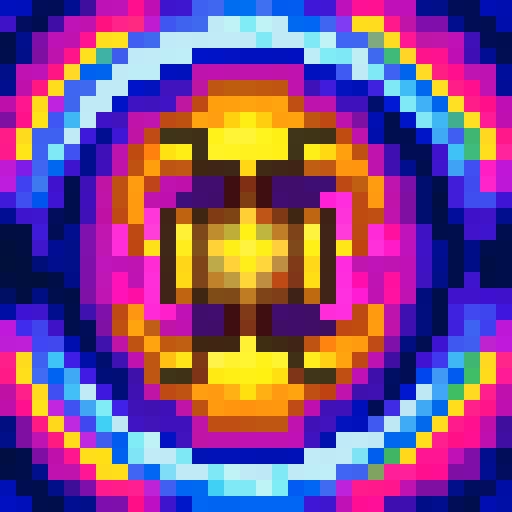 Colorful swirls of vibrant hues, pixelated game icon, 32x32 art style, sRGB color space, skillful depiction, close-up shot, captivating portrait