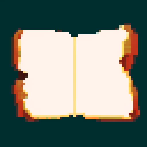 widescreen aspect ratio, pixel art, open blank parchment with burnt edges