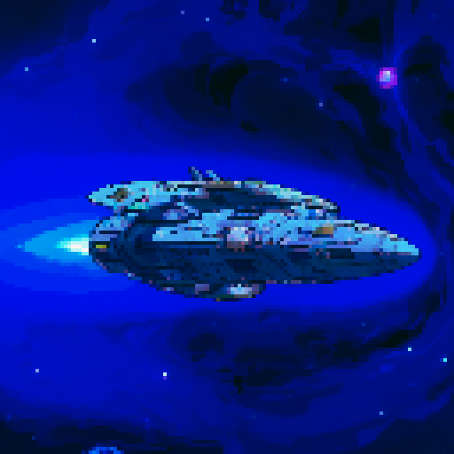 spaceship flying in the cosmos