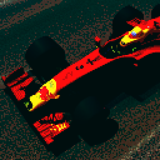 Red bull formula 1 car on race track, full car in view, 512x512 resolution, close up