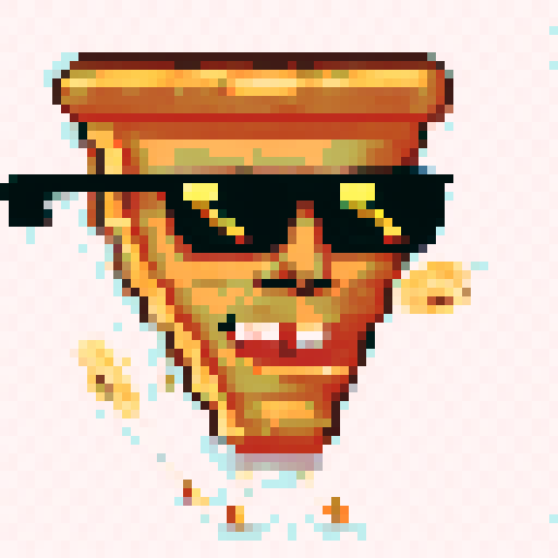 pizza slices with different traits (glasses, body, mouth, eyes, border, background)