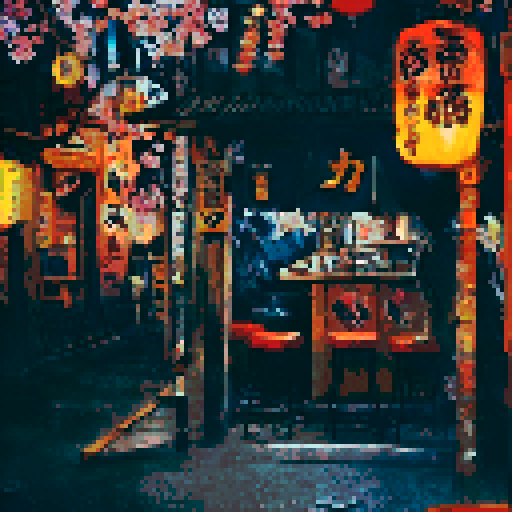 japanese alleyway, warm colors, extremely detailed, complicated and intricate kanjis, detailed writing, moonlight, warm lights, soft shading, landscape portrait