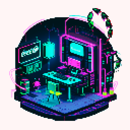 cute cyberpunk scorpion playing computer games, tables with coca cola, scorpion's tail should be fully in the picture, bright yellow and cyan and pink lights