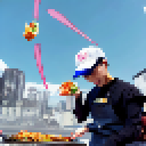 Colorful veggies and juicy meats sizzle in a steamy pan as chopsticks hover above, ready to dive into the mouth-watering stir-fry in a vibrant, dynamic anime style.