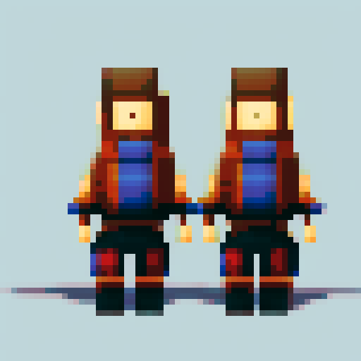 please give me some base templates for a side-scroller, a hack-and-slash game I can use to make my own characters. Give them reasonable proportions and give one female and one male.