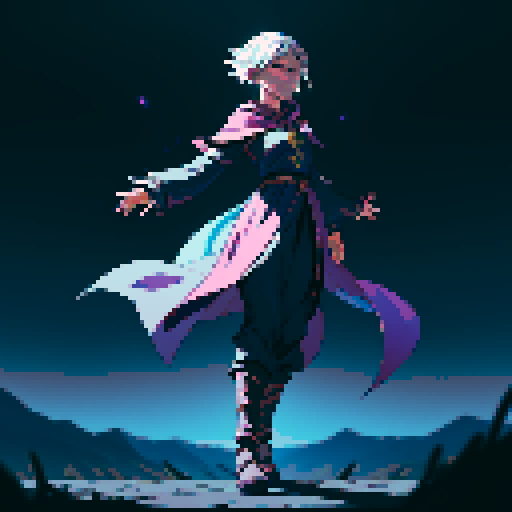 full-body image, sorceress facing right, sorceress ready to fight, evil sorceress, floating, arms out, magic circles, magic power, spell, evil sorceress, evil witch, magic symbols, ultimecia, final fantasy, sRGB, pixel art, evil outfit