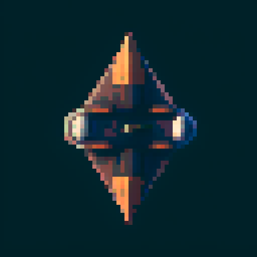 a pure 2d sprite for a space game. a top down view of a triangular spaceship all by itself ,style of the 80s. The spaceship should not have any shadows.