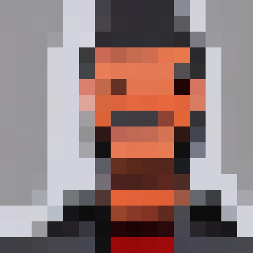 Create a profile picture of a man with black hair shaved on the sides of his head, long and tied on top, featuring a thick black beard and a black hoop earring in his left ear. The man is shown from the chest up, wearing a dark gray T-shirt and a black denim vest. The background is acid green tone