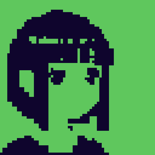 simple anime girl, short hair, pixel art, old computer screen style, sRGB