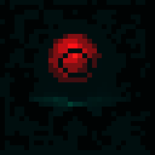 Red sphere with a rose in the middle of it