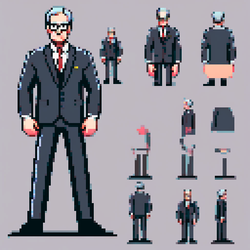 Middle-aged HR manager, formal dress, German national, pixel art, sRGB