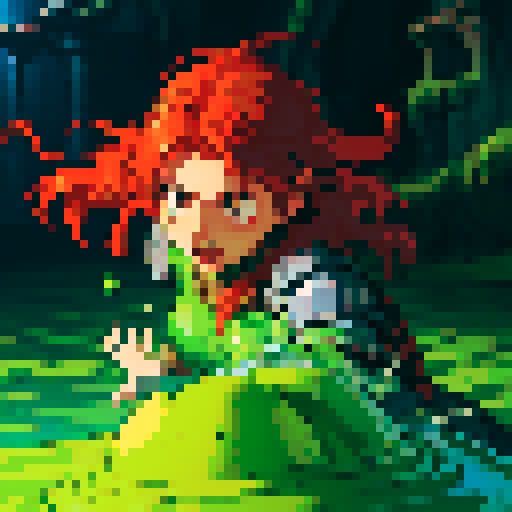 hero sinking into slime, hero drowning in slime, hero has red hair, hero has silver armor, reaching up, panic, sinking deep into slime