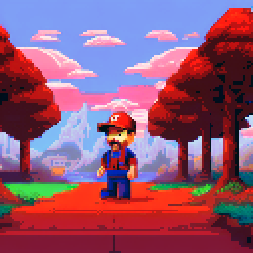 red baseball cap, neutral perspective, pixel art, 2d game art