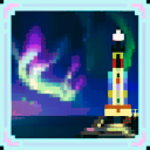 lighthouse, sea, aurora