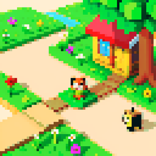 Animal Crossing pixel art, 64x64, seamless game tiles for grass, dirt, sand, water, stone path, in pastel colors, simple retro style, transparent background