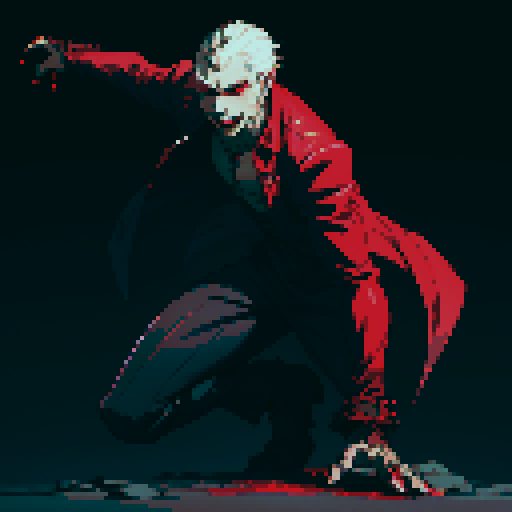 blood splatter, vampire attack, dynamic, vampire claws, vampire fangs, blood, full-body image, male, male vampire, man, full-body