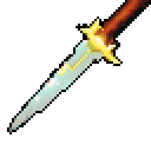 fantasy sword, shimmering, sharp-edged, golden hilt, fantastical, majestic, ancient, pixelated brilliance, mesmerizing