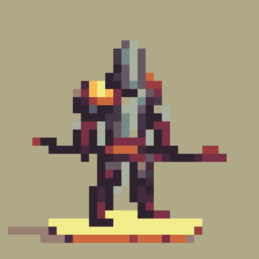 valiant knight, brown-haired, no helmet, wielding sword and shield, shield embossed with golden "V", oblique side view. character sprite