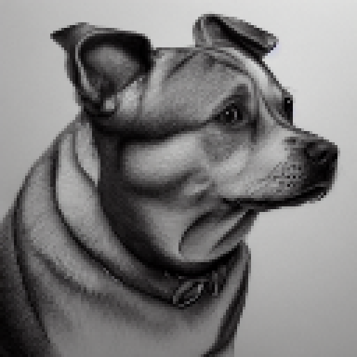 beautiful light gray line drawing of a dog in portrait orientation with a sunset in the background