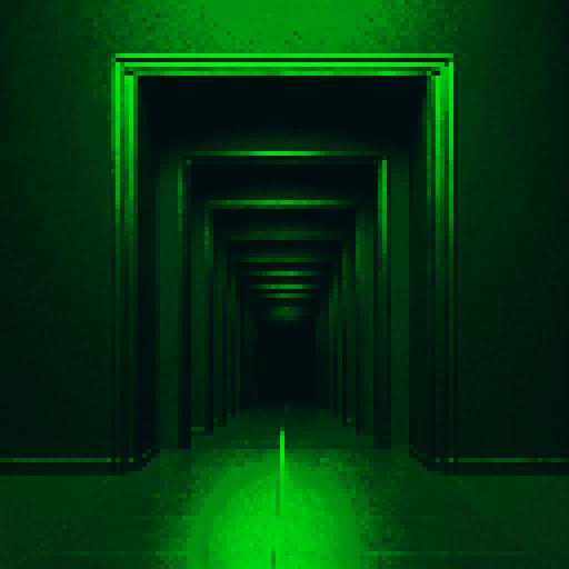 wide shot, open door, infinite doors, pixel art