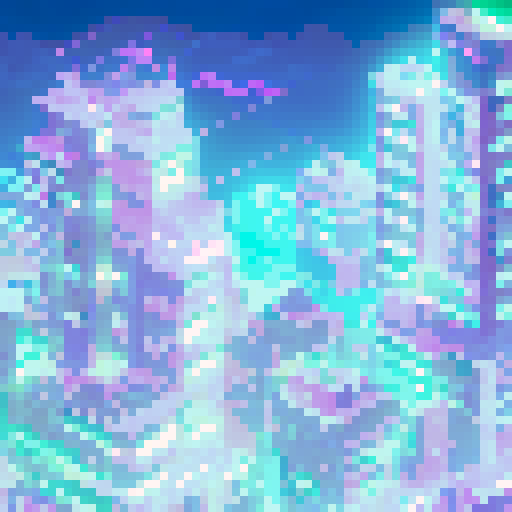 Purple-haired, neon-lit, and glitchy, a cyberpunk girl with a katana stands atop a skyscraper, surrounded by hovering drones and holographic advertisements