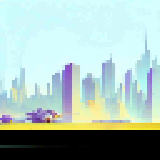 Pop Art meets Graffiti in a bustling, neon-lit cityscape of skyscrapers and street vendors.