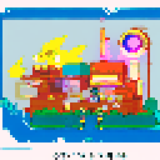 Yellow-skinned Simpsons characters wearing anime-inspired clothing, standing in front of a neon-lit cityscape with giant robot mechs towering behind them